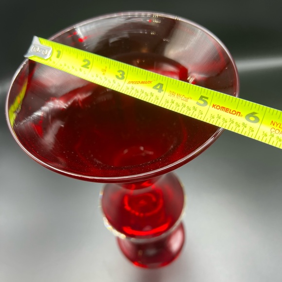 Ruby Red 11 Inch Hour Glass Stem Vase Absolutely Gorgeous / Stunning Home Decor - Picture 10 of 10